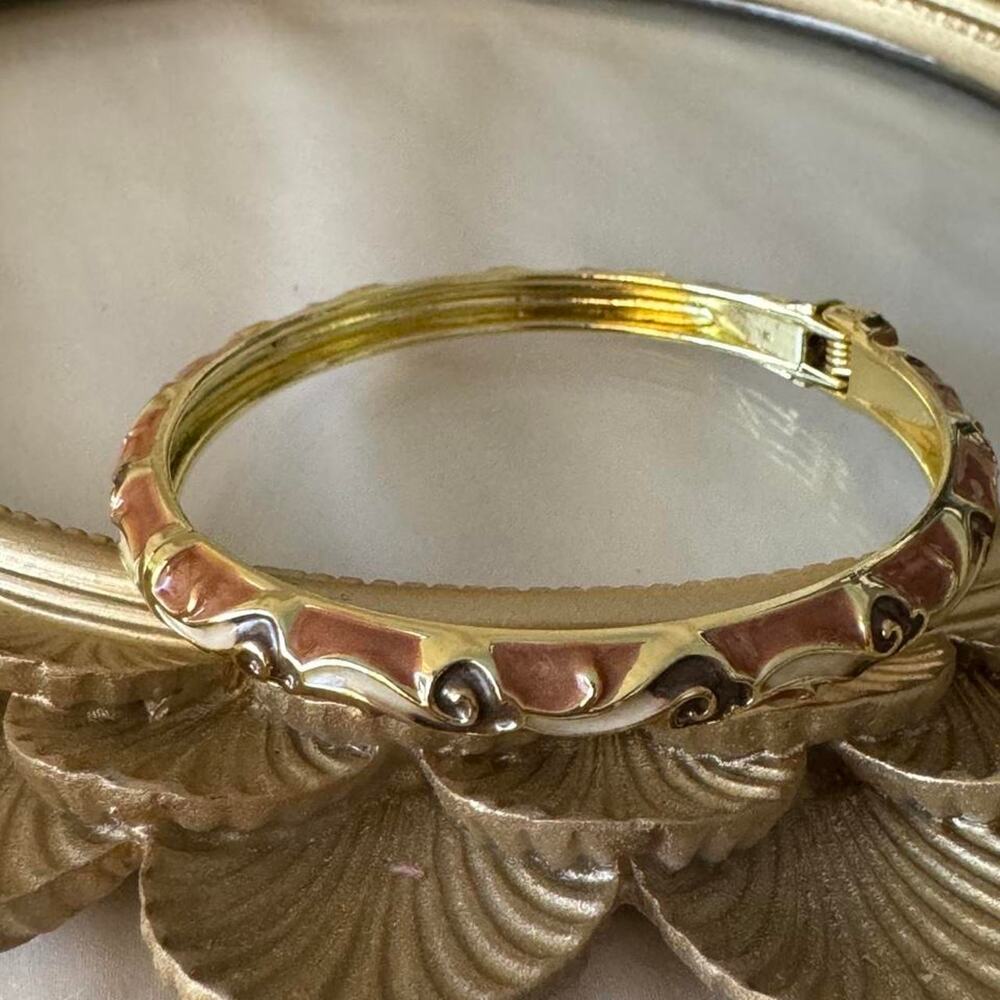 Gold and brown enamel bangle
